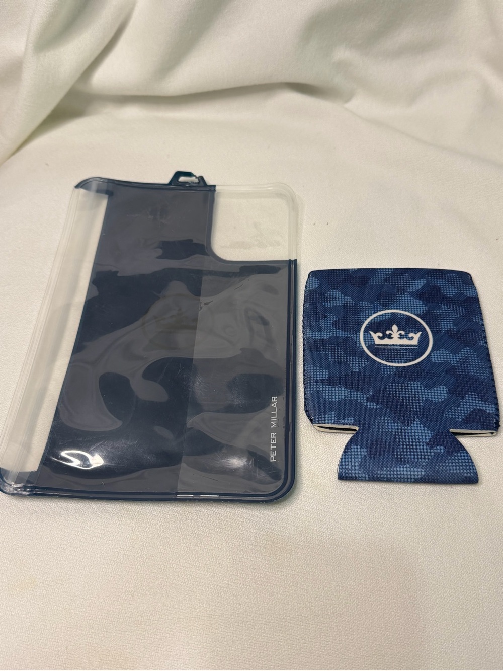 Peter Millar Blue Camo Waterproof Pouch & Can Koozie Koozer Set VGUC